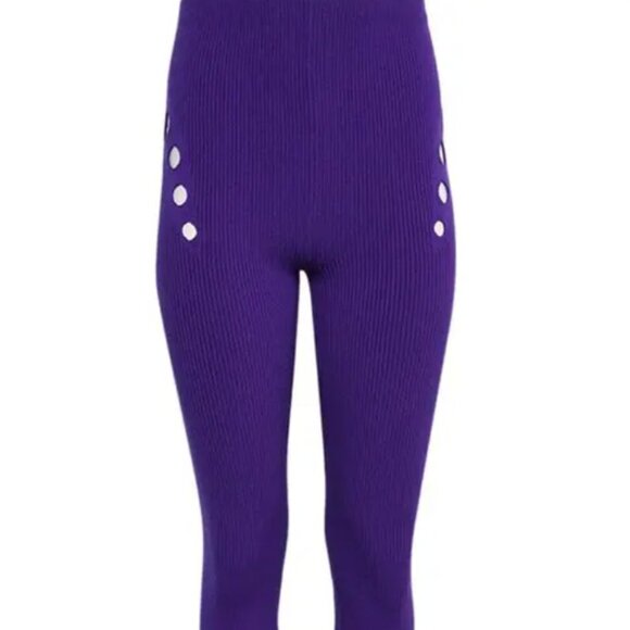 High-Waited Button-Detail Trouer - Purple - Picture 2 of 8